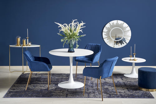 Halmar Scaun tapitat cu stofa, cu picioare metalice Kai-306 Velvet Albastru Inchis / Auriu, l58xA57xH80 cm