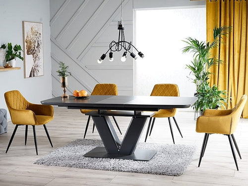 Signal Scaun tapitat cu stofa, cu picioare metalice Lilibet Velvet Mustariu / Negru, l59xA59xH82 cm