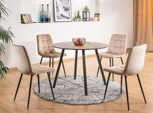 Signal Scaun tapitat cu stofa, cu picioare metalice Miley Velvet Bej / Negru, l45xA53xH86 cm