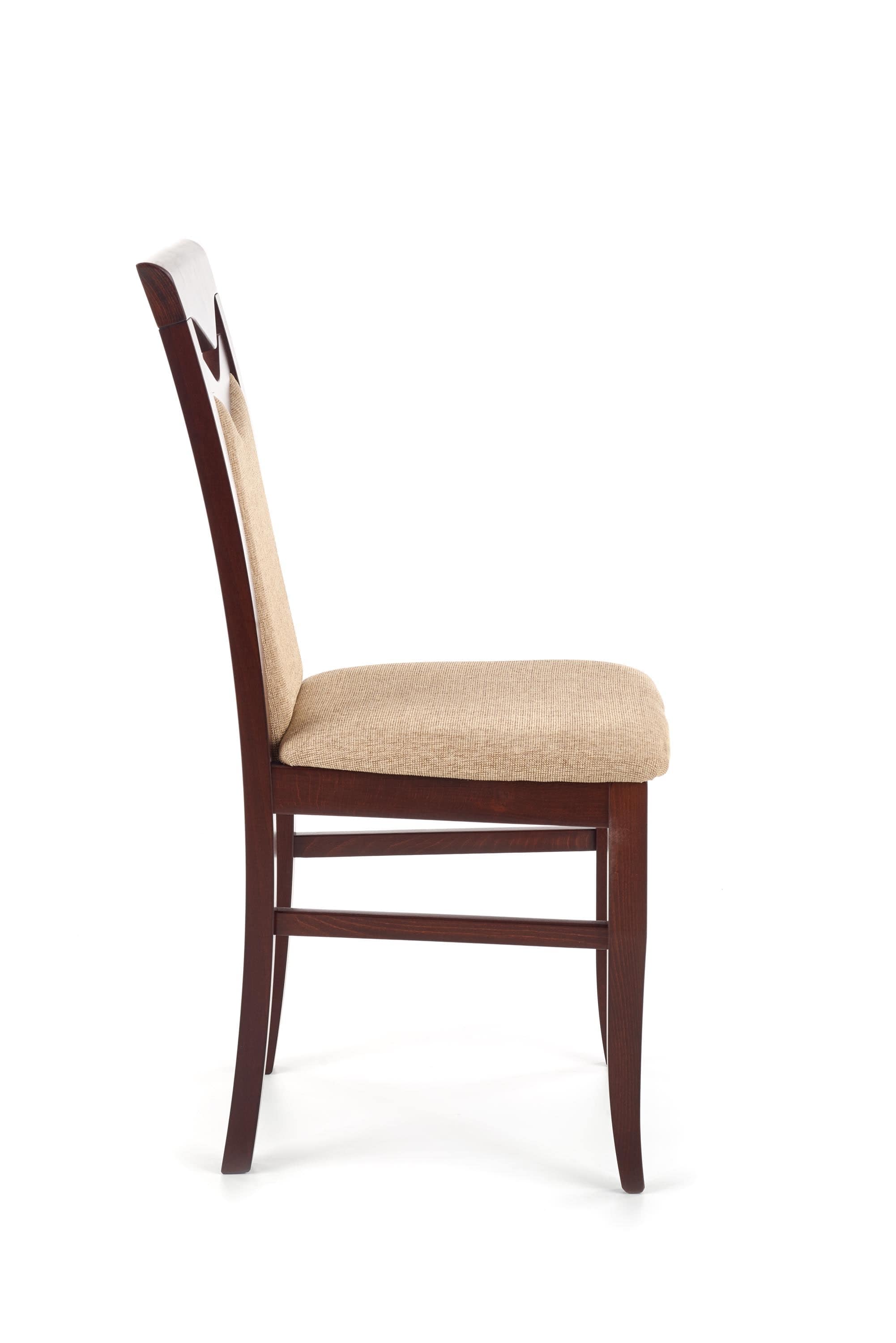 Scaun tapitat cu stofa si picioare din lemn Citrone Nuc Inchis / Bej, l44xA43xH96 cm (1)