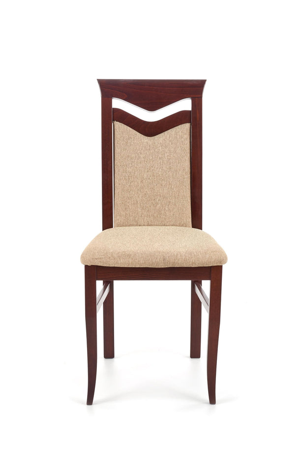 Scaun tapitat cu stofa si picioare din lemn Citrone Nuc Inchis / Bej, l44xA43xH96 cm (3)