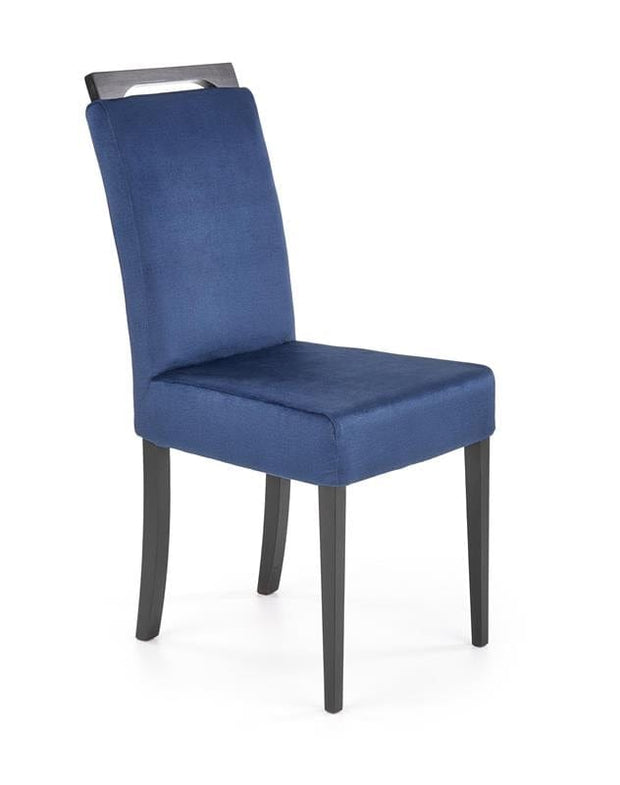 Halmar Scaun tapitat cu stofa si picioare din lemn, Clarinda II Velvet Bleumarin / Negru, l42xA58xH97 cm