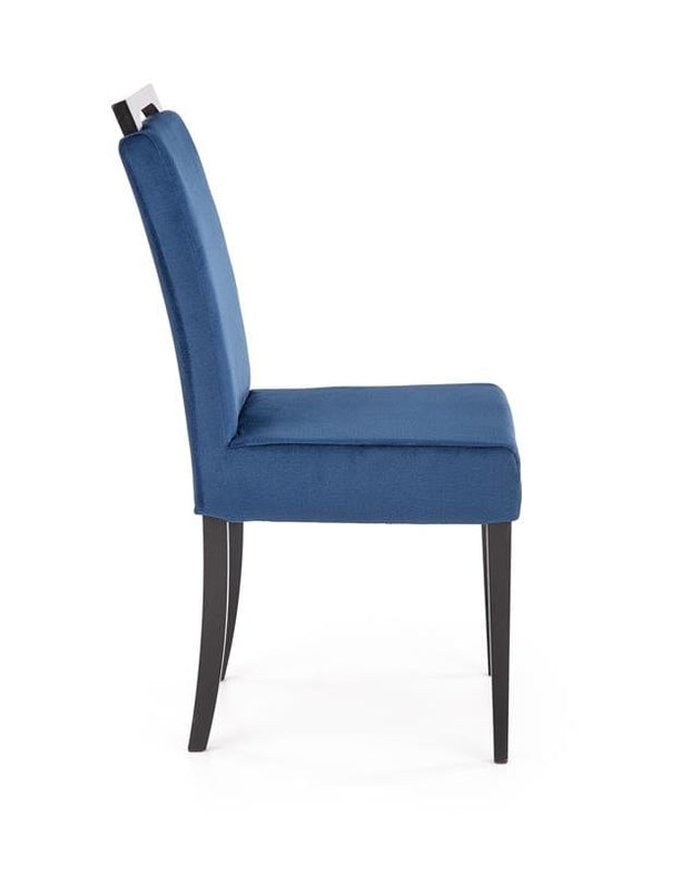 Halmar Scaun tapitat cu stofa si picioare din lemn, Clarinda II Velvet Bleumarin / Negru, l42xA58xH97 cm