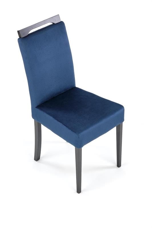 Halmar Scaun tapitat cu stofa si picioare din lemn, Clarinda II Velvet Bleumarin / Negru, l42xA58xH97 cm