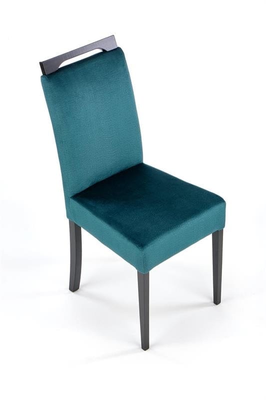 Halmar Scaun tapitat cu stofa si picioare din lemn, Clarinda II Velvet Petrol / Negru, l42xA58xH97 cm
