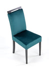 Halmar Scaun tapitat cu stofa si picioare din lemn, Clarinda II Velvet Petrol / Negru, l42xA58xH97 cm
