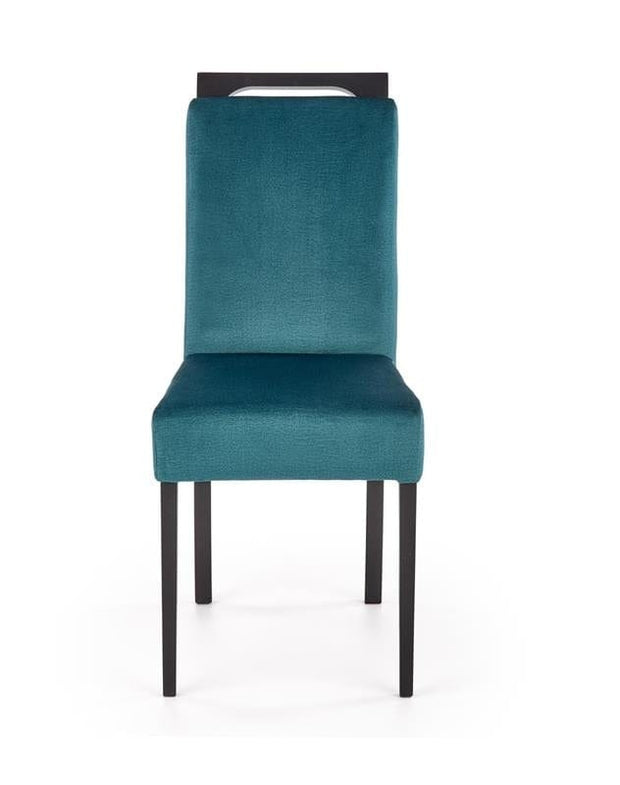Halmar Scaun tapitat cu stofa si picioare din lemn, Clarinda II Velvet Petrol / Negru, l42xA58xH97 cm