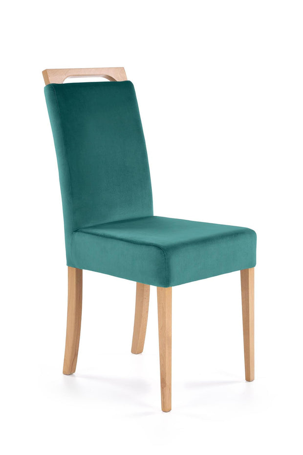 Scaun tapitat cu stofa si picioare din lemn Clarion Verde / Stejar, l42xA58xH97 cm