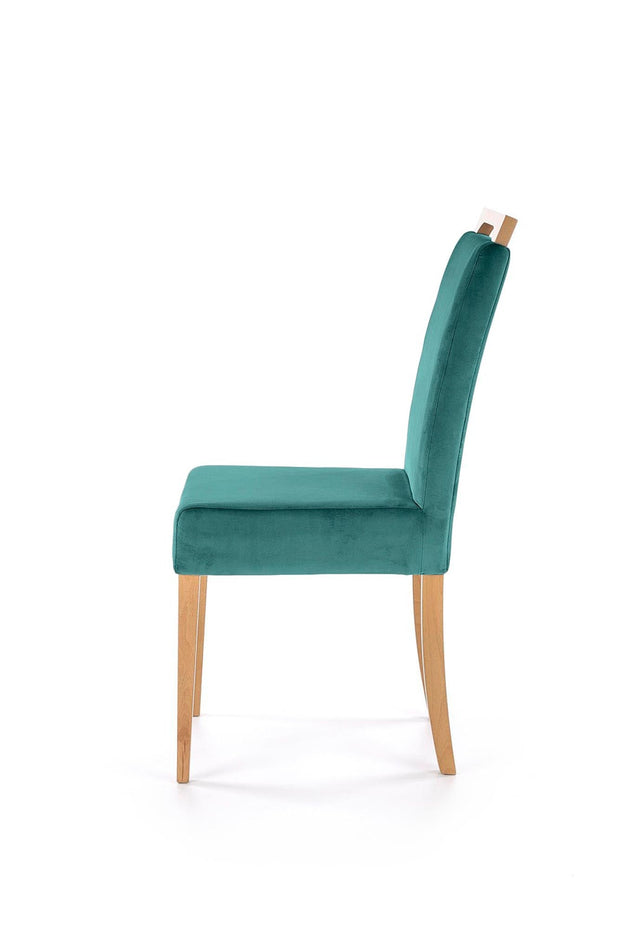 Scaun tapitat cu stofa si picioare din lemn Clarion Verde / Stejar, l42xA58xH97 cm (1)