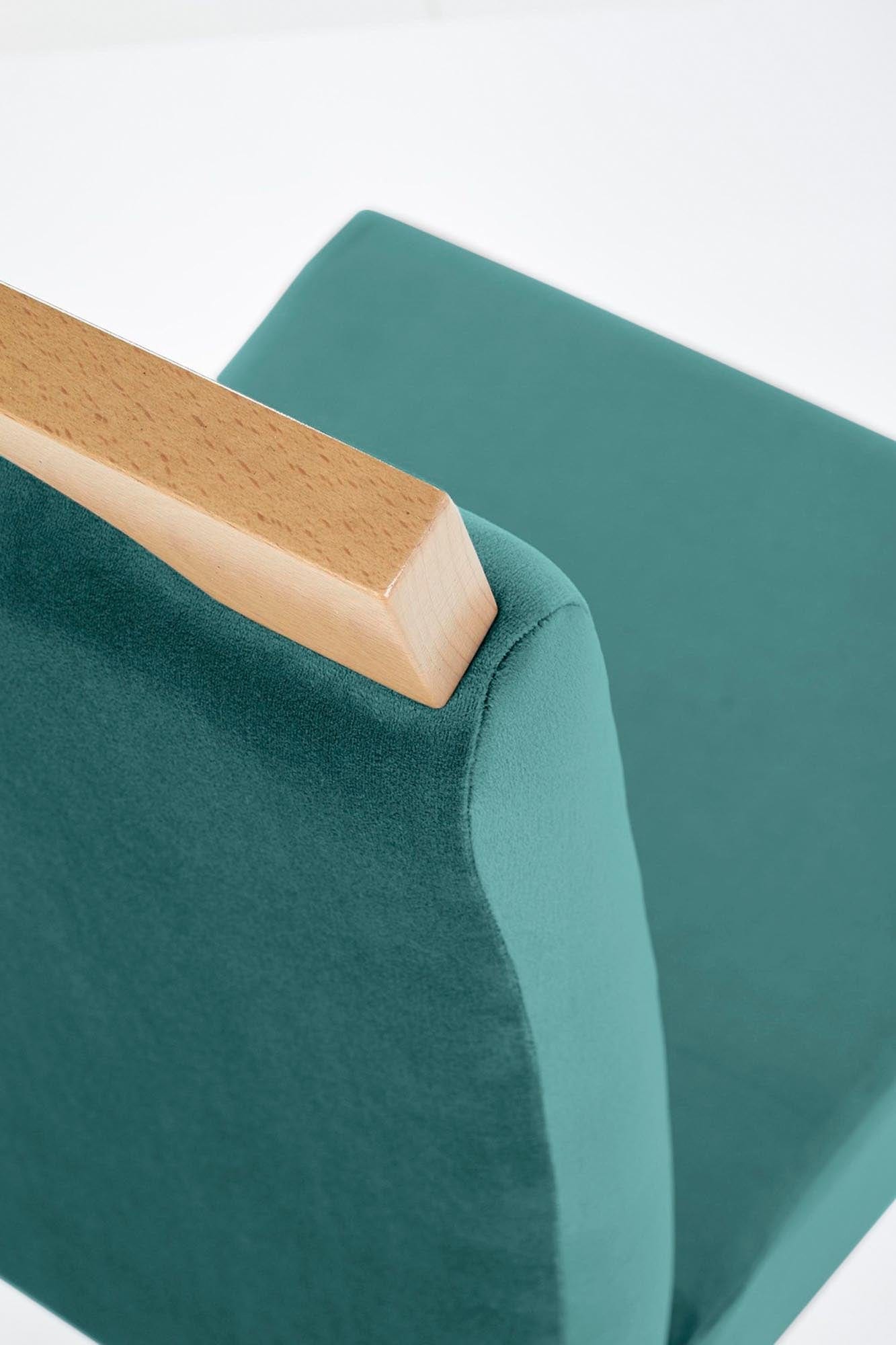 Scaun tapitat cu stofa si picioare din lemn Clarion Verde / Stejar, l42xA58xH97 cm (3)