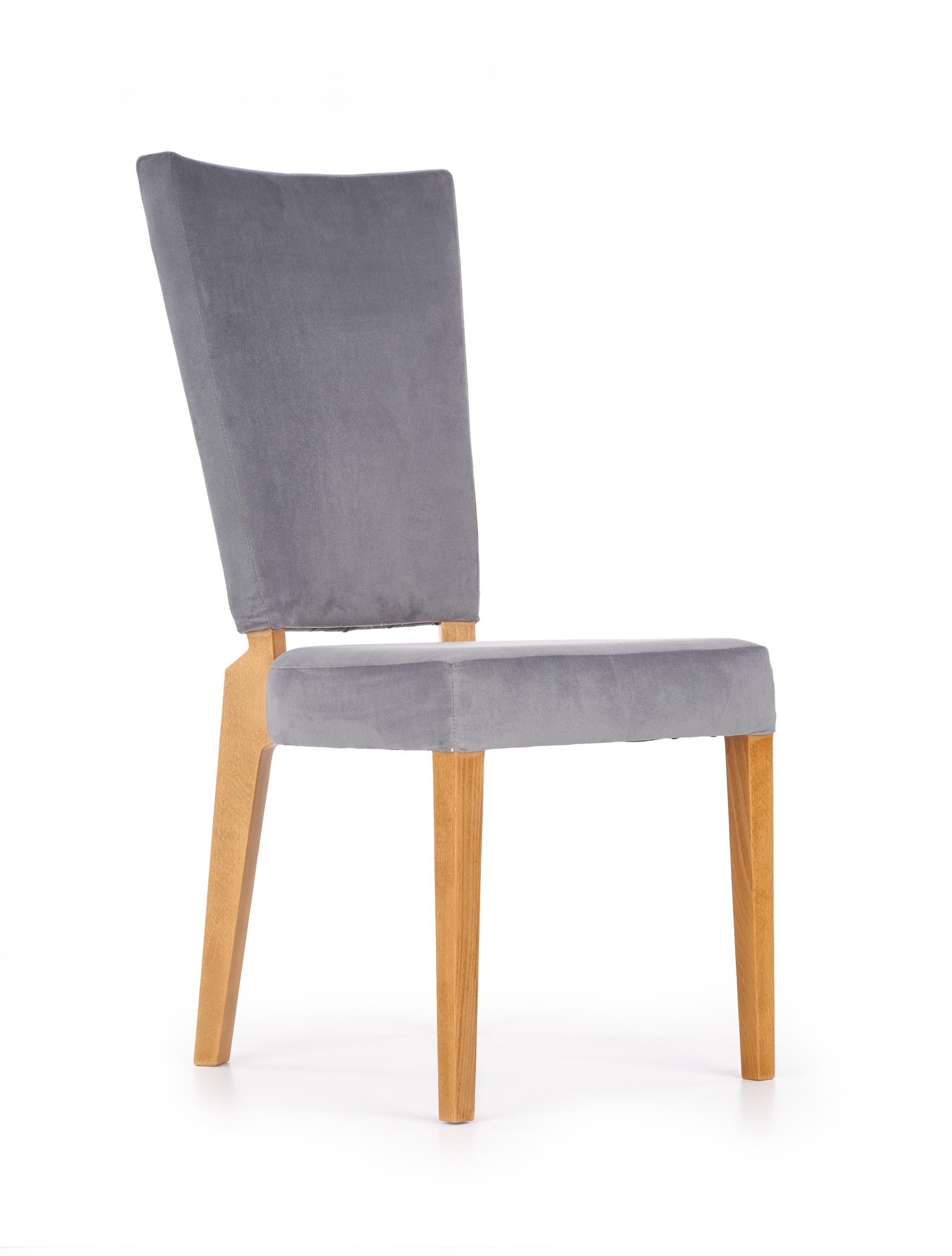 Scaun tapitat cu stofa si picioare din lemn de fag Rivas Gri / Stejar, l43xA58xH94 cm (1)