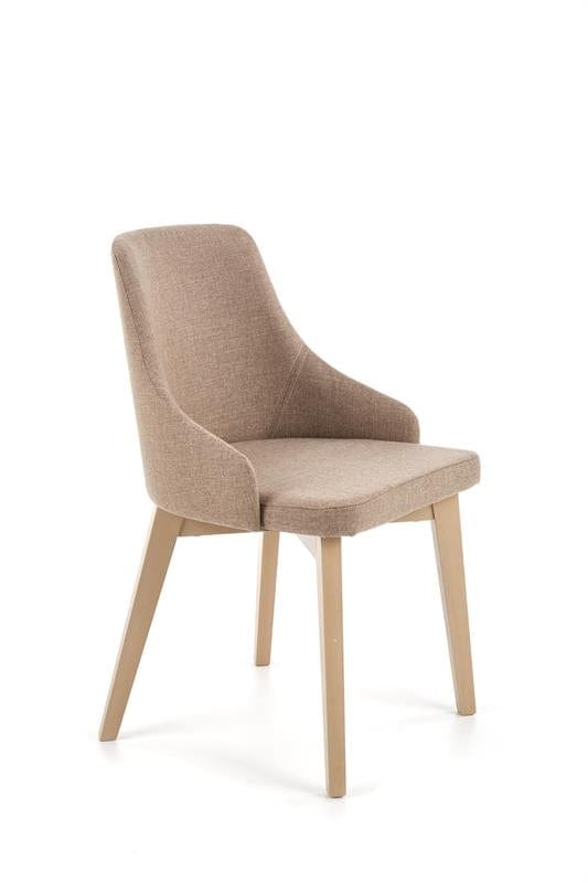 Halmar Scaun tapitat cu stofa si picioare din lemn de fag, Torrell Bej Inchis / Stejar Sonoma, l51xA55xH82 cm