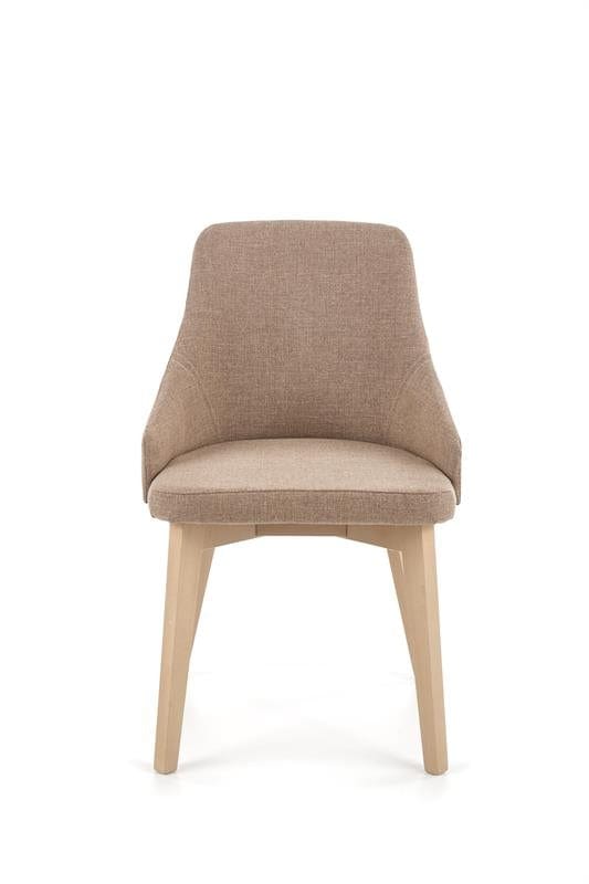 Scaun tapitat cu stofa si picioare din lemn de fag, Torrell Bej Inchis / Stejar Sonoma, l51xA55xH82 cm (1)