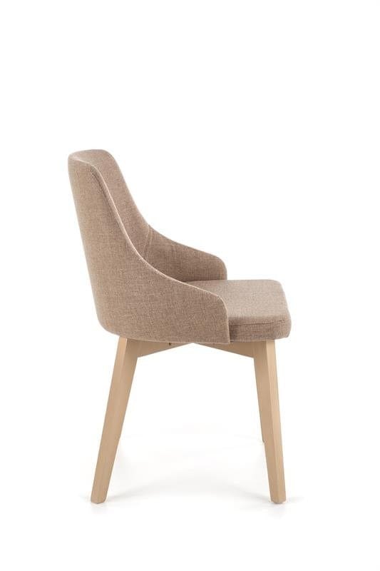 Scaun tapitat cu stofa si picioare din lemn de fag, Torrell Bej Inchis / Stejar Sonoma, l51xA55xH82 cm (2)