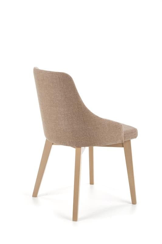Halmar Scaun tapitat cu stofa si picioare din lemn de fag, Torrell Bej Inchis / Stejar Sonoma, l51xA55xH82 cm
