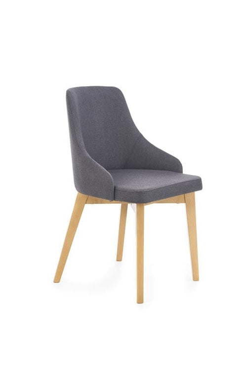 Scaun tapitat cu stofa si picioare din lemn de fag, Torrell Grafit / Stejar, l51xA55xH82 cm