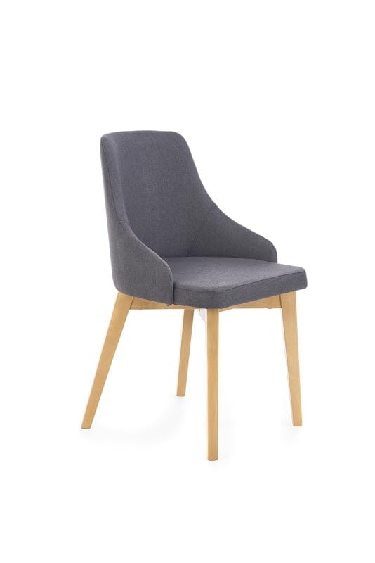 Scaun tapitat cu stofa si picioare din lemn de fag, Torrell Grafit / Stejar, l51xA55xH82 cm