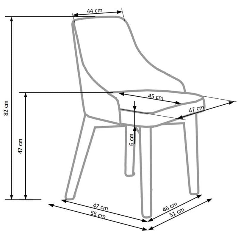 Halmar Scaun tapitat cu stofa si picioare din lemn de fag, Torrell Grafit / Stejar, l51xA55xH82 cm