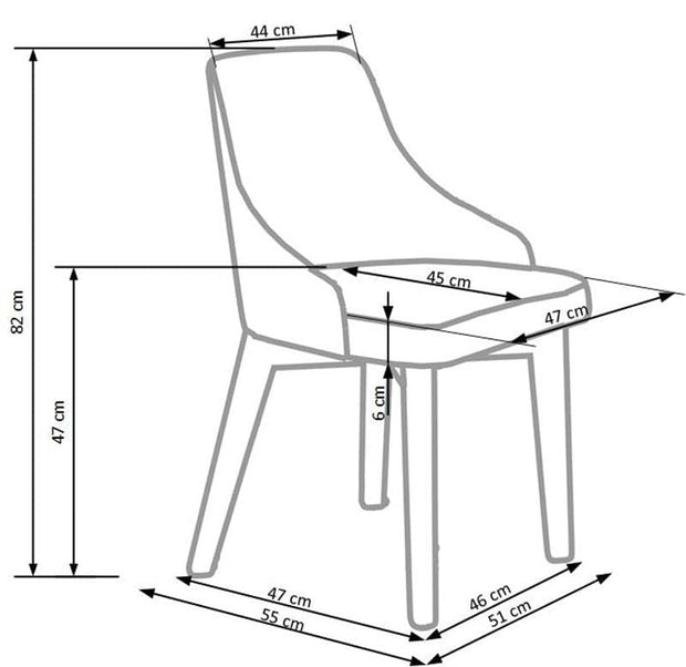 Halmar Scaun tapitat cu stofa si picioare din lemn de fag, Torrell Grafit / Stejar, l51xA55xH82 cm