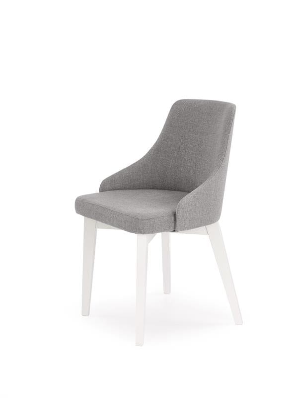 Scaun tapitat cu stofa si picioare din lemn de fag, Torrell Gri / Alb, l51xA55xH82 cm (1)
