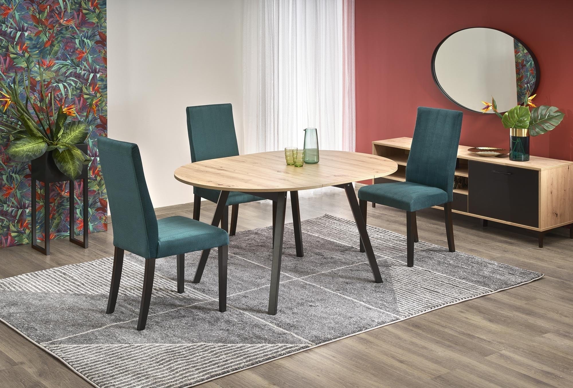 Halmar Scaun tapitat cu stofa si picioare din lemn, Dillan II Velvet Petrol / Negru, l47xA59xH99 cm