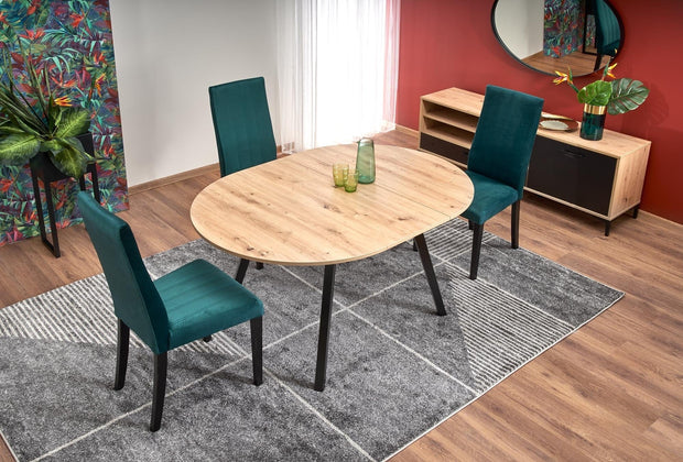 Halmar Scaun tapitat cu stofa si picioare din lemn, Dillan II Velvet Petrol / Negru, l47xA59xH99 cm
