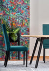 Halmar Scaun tapitat cu stofa si picioare din lemn, Dillan II Velvet Petrol / Negru, l47xA59xH99 cm