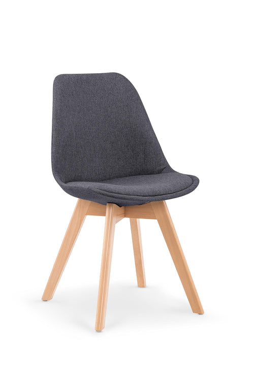 Scaun tapitat cu stofa si picioare din lemn, K303 Gri Inchis / Stejar, l48xA54xH83 cm
