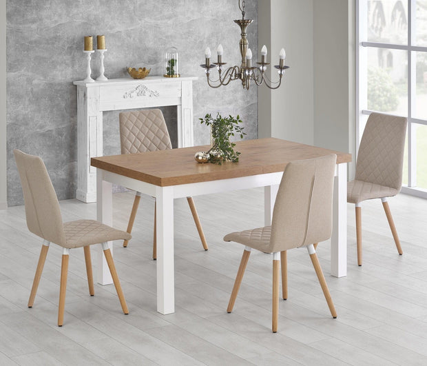 Halmar Scaun tapitat cu stofa si picioare din lemn, Kai-282 Bej / Natural, l44xA56xH93 cm