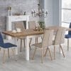 Halmar Scaun tapitat cu stofa si picioare din lemn, Kai-282 Bej / Natural, l44xA56xH93 cm
