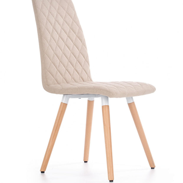 Halmar Scaun tapitat cu stofa si picioare din lemn, Kai-282 Bej / Natural, l44xA56xH93 cm