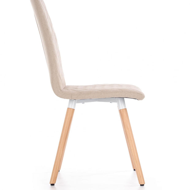 Halmar Scaun tapitat cu stofa si picioare din lemn, Kai-282 Bej / Natural, l44xA56xH93 cm