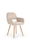 Halmar Scaun tapitat cu stofa si picioare din lemn, Kai-283 Bej / Natural, l56xA56xH80 cm