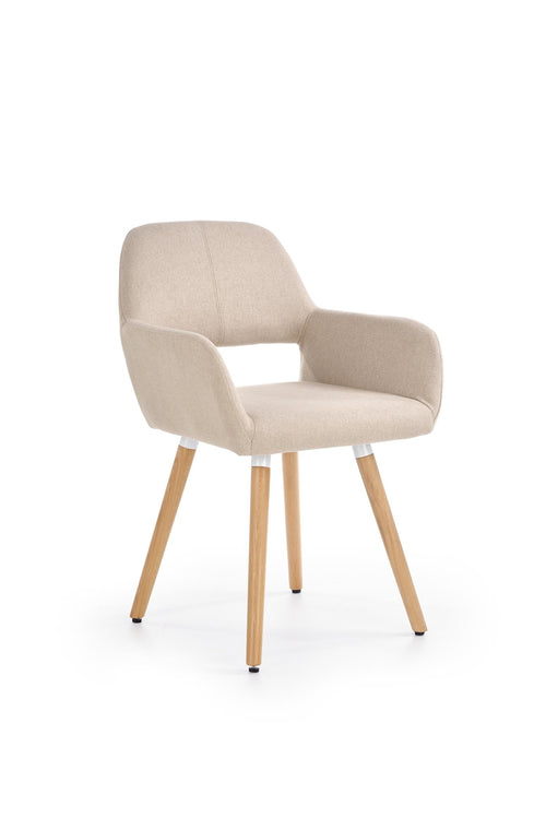 Halmar Scaun tapitat cu stofa si picioare din lemn, Kai-283 Bej / Natural, l56xA56xH80 cm