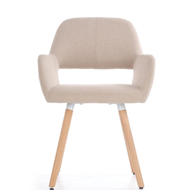 Halmar Scaun tapitat cu stofa si picioare din lemn, Kai-283 Bej / Natural, l56xA56xH80 cm