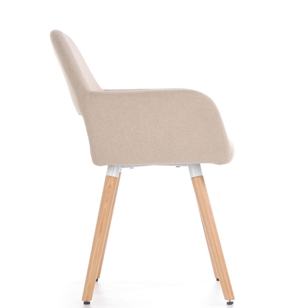 Halmar Scaun tapitat cu stofa si picioare din lemn, Kai-283 Bej / Natural, l56xA56xH80 cm
