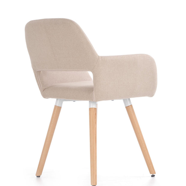 Scaun tapitat cu stofa si picioare din lemn, Kai-283 Bej / Natural, l56xA56xH80 cm (5)