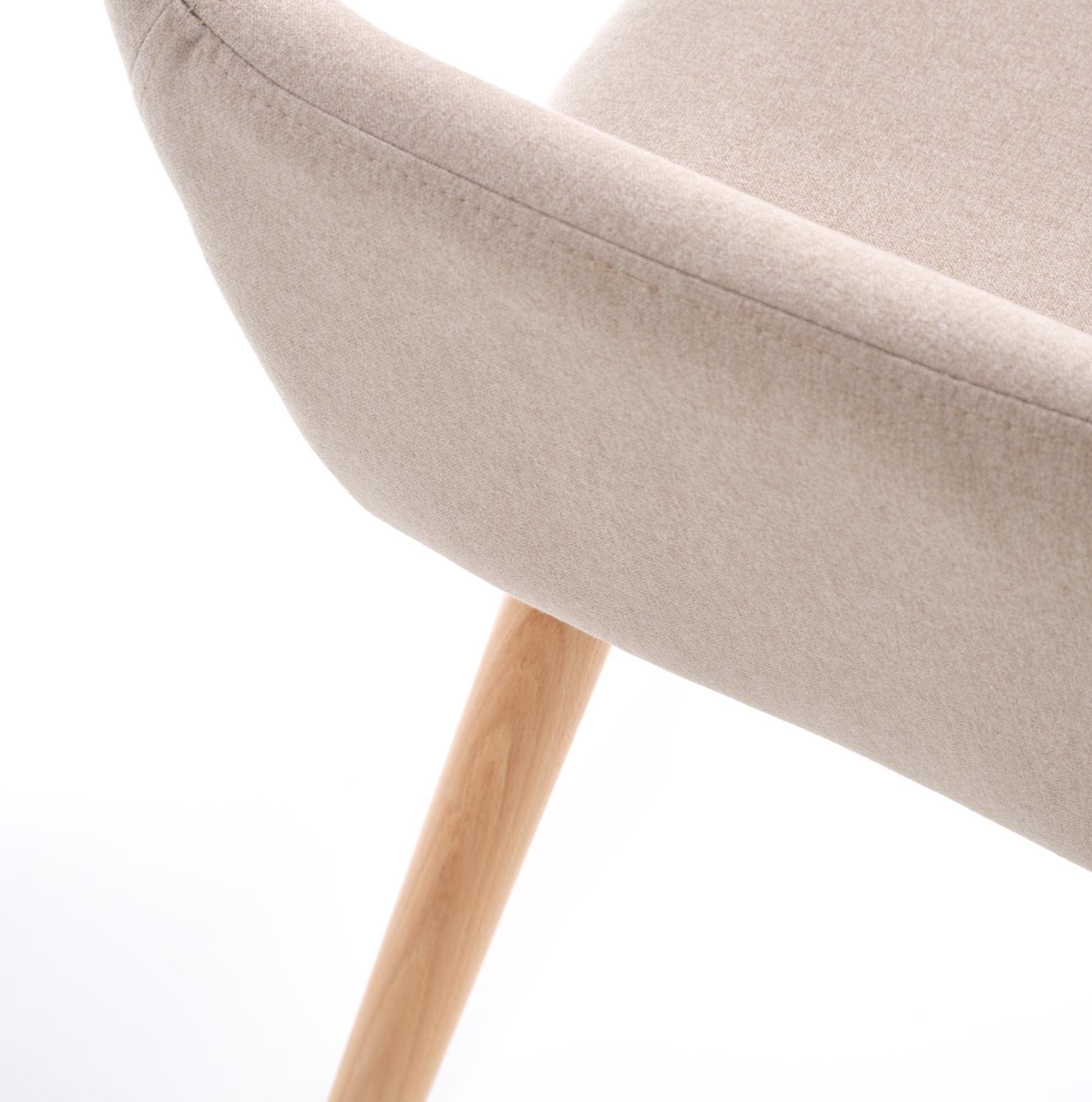Halmar Scaun tapitat cu stofa si picioare din lemn, Kai-283 Bej / Natural, l56xA56xH80 cm