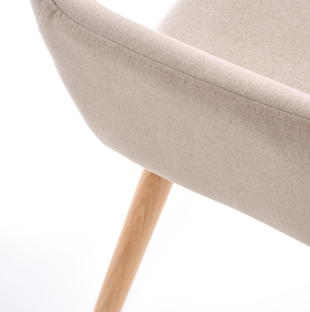 Halmar Scaun tapitat cu stofa si picioare din lemn, Kai-283 Bej / Natural, l56xA56xH80 cm