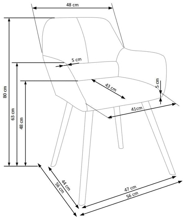 Halmar Scaun tapitat cu stofa si picioare din lemn, Kai-283 Bej / Natural, l56xA56xH80 cm