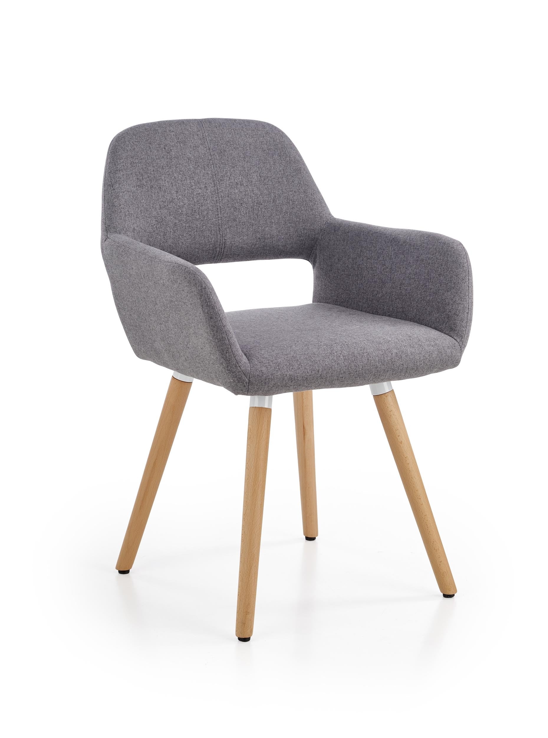Halmar Scaun tapitat cu stofa si picioare din lemn, Kai-283 Gri / Natural, l56xA56xH80 cm
