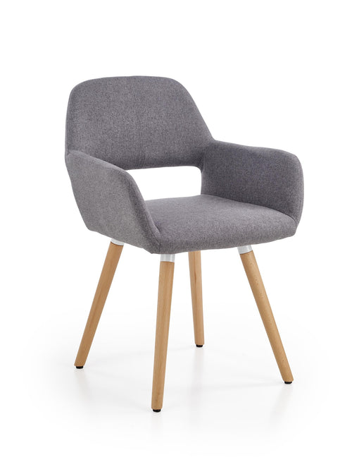 Halmar Scaun tapitat cu stofa si picioare din lemn, Kai-283 Gri / Natural, l56xA56xH80 cm