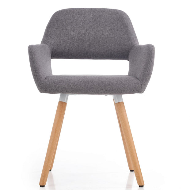 Halmar Scaun tapitat cu stofa si picioare din lemn, Kai-283 Gri / Natural, l56xA56xH80 cm