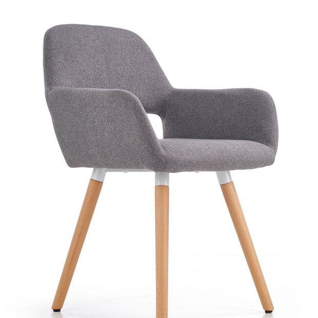 Halmar Scaun tapitat cu stofa si picioare din lemn, Kai-283 Gri / Natural, l56xA56xH80 cm