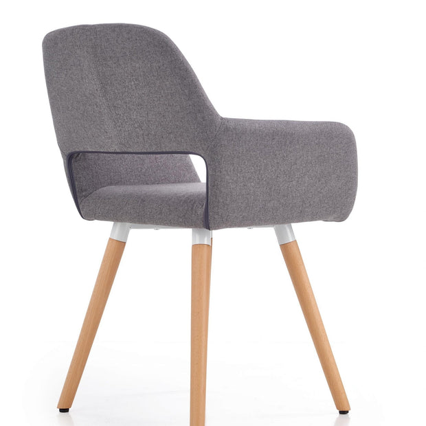 Halmar Scaun tapitat cu stofa si picioare din lemn, Kai-283 Gri / Natural, l56xA56xH80 cm