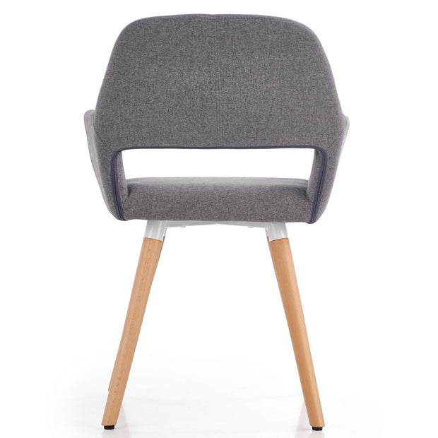 Scaun tapitat cu stofa si picioare din lemn, Kai-283 Gri / Natural, l56xA56xH80 cm (5)