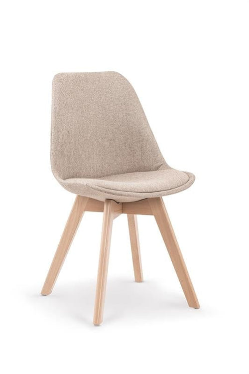 Halmar Scaun tapitat cu stofa si picioare din lemn Kai-303 Bej / Natural, l48xA54xH83 cm