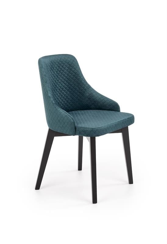 Halmar Scaun tapitat cu stofa si picioare din lemn, Torrell III Velvet Petrol / Negru, l57xA56xH86 cm