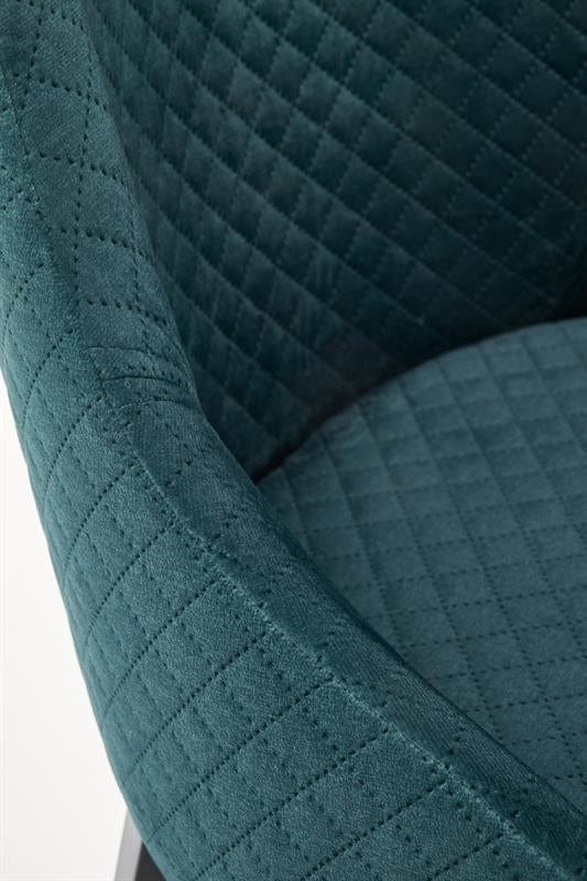 Halmar Scaun tapitat cu stofa si picioare din lemn, Torrell III Velvet Petrol / Negru, l57xA56xH86 cm