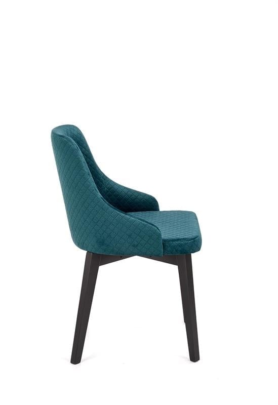 Scaun tapitat cu stofa si picioare din lemn, Torrell III Velvet Petrol / Negru, l57xA56xH86 cm (7)